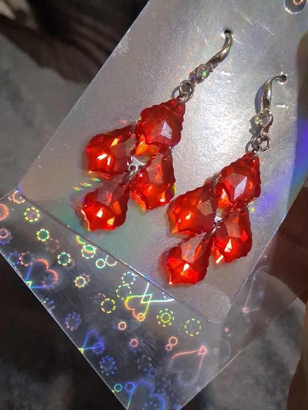 $8 Each Or Bundle 5/$20 Red Crystal Teardrop Chandelier Earrings